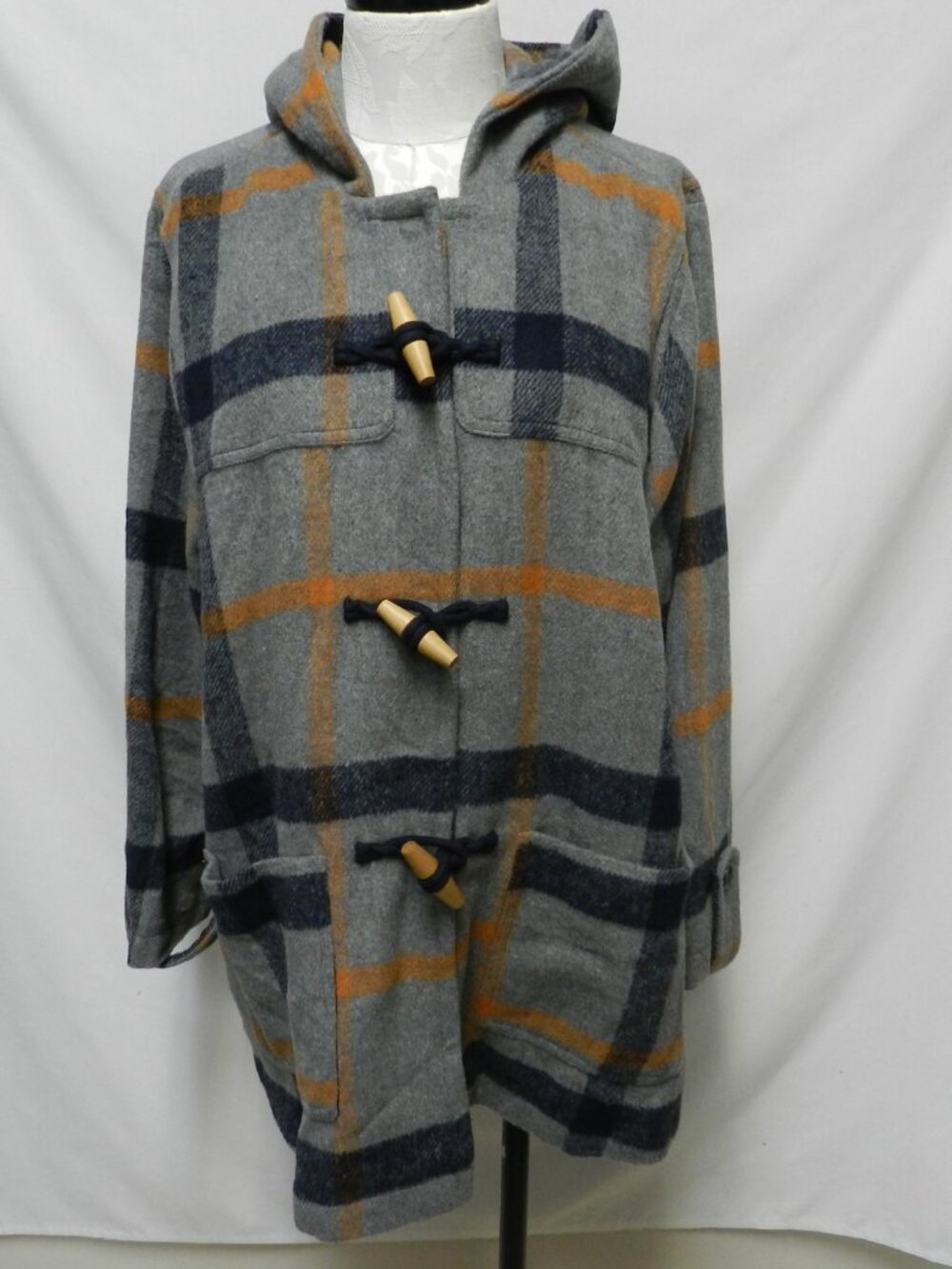 ModCloth Toggle over Coat jacket grey lined Pockets Hooded Women Size Sz 2X - Picture 3 of 11